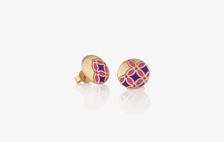 MY MUSE GLORY RUBY & COLORED ENAMEL MINI EARRINGS 